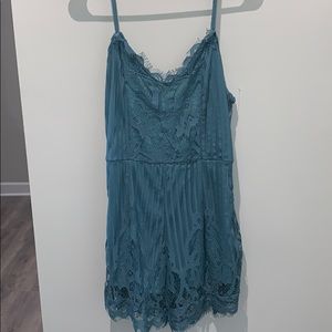 Turquoise lace romper